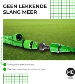 Uitrekbare Tuinslang Tot 15 Meter Van MD-goods ® - Tuinsproeier - Tuin Besproeien - Waterslang - Sproeikop - Groen - Flexibel Elastisch -Tuingereedschaps Winkel 1074x1200 1