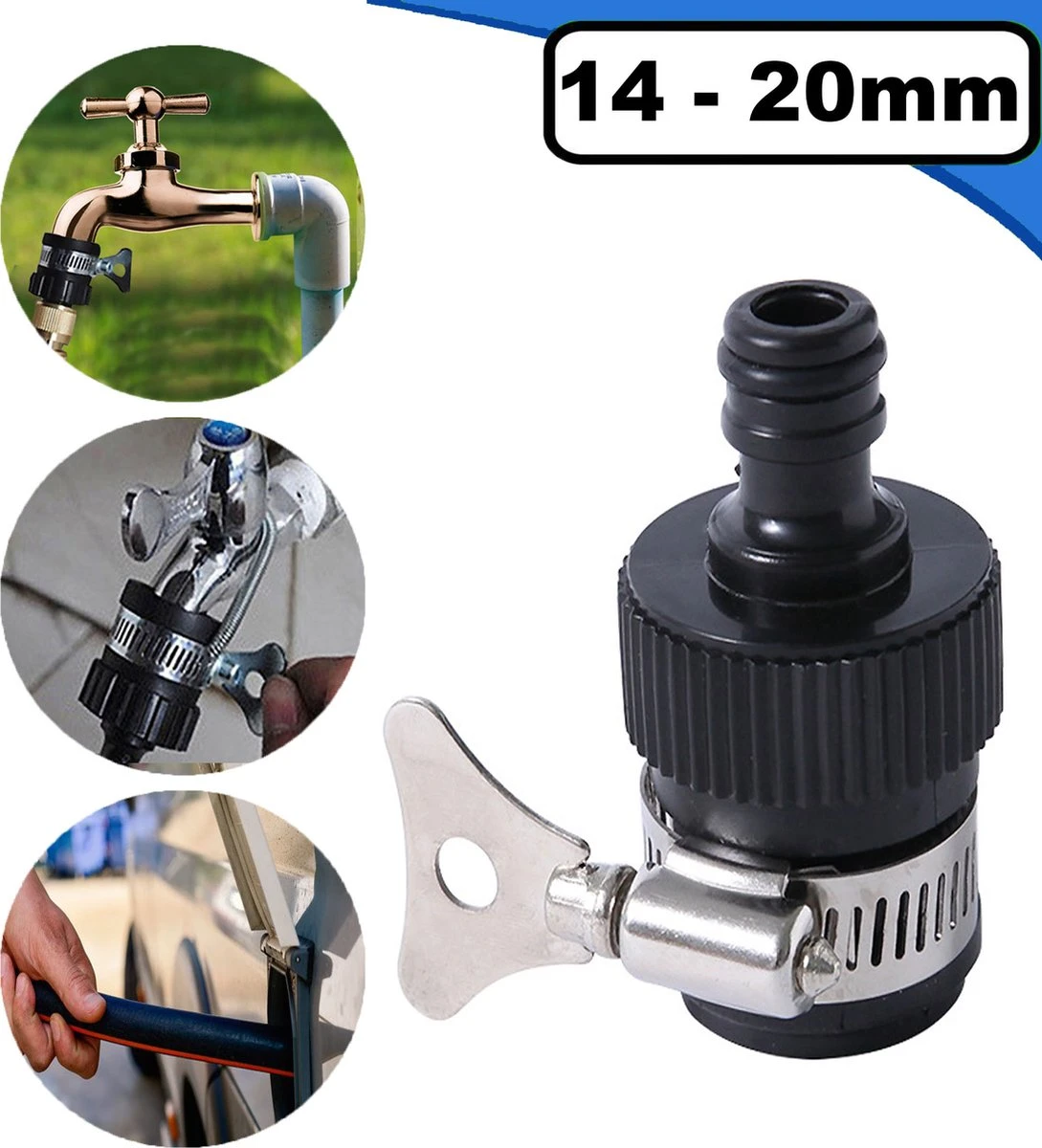 Summer Spark Universele Waterdief 14 – 20mm - Kraanstuk - Adapter Binnenkraan - Ook Geschikt Voor Gardena - Slangkoppeling 1 Summer Spark Universele Waterdief 14 – 20mm - Kraanstuk - Adapter Binnenkraan - Ook Geschikt Voor Gardena - Slangkoppeling