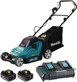 Makita Grasmaaier - DLM382CM2 - 2x18 V - 38 Cm - Incl. 4,0 Ah Accu (2 St) En Duolader -Tuingereedschaps Winkel 1121x1200