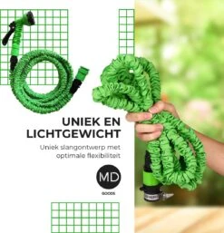 Uitrekbare Tuinslang Tot 15 Meter Van MD-goods ® - Tuinsproeier - Tuin Besproeien - Waterslang - Sproeikop - Groen - Flexibel Elastisch -Tuingereedschaps Winkel 1154x1200 3