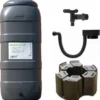 Luxe Voordeelset 100L Antraciet Rainsaver Regenton + Kraan + Voet + Vulautomaat| Muurmodel