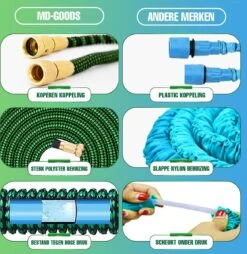 MD-Goods ® Super Sterk Uitrekbare Tuinslang Tot 30 Meter + GRATIS Tas En Koppelstuk - Tuinsproeier - Tuin Besproeien - Waterslang - Sproeikop - Groen - Flexibel Elastisch -Tuingereedschaps Winkel 1169x1200 4
