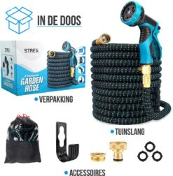 Strex Flexibele Tuinslang 15M Met Sproeikop - Uitrekbaar - Incl. Koppelingen, Ophanghaak & Opbergzak -Tuingereedschaps Winkel 1176x1200 7