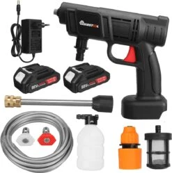 Merkloos Elektrische Accu-Hogedrukreiniger - 1.2mpa - Multifunctioneel Mondstuk - Draagbaar Oplaadbaar Snoerloos - Reinigingsspuitpistool - Met Rijke Accessoires - Voor Auto, Tuin, Terras, Raam - Zwart -Tuingereedschaps Winkel 1189x1200 2
