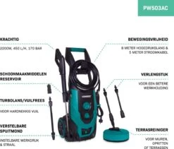 VONROC Hogedrukreiniger V22-2 2200W – 170 Bar – 450 L/h – Incl. 8m Slang, Terrasreiniger, Reinigingstank En Meer -Tuingereedschaps Winkel 1200x1027