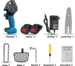 Merkloos Mini Accu Kettingzaag - 4 Inch Elektrische Boomzaag - Handkettingzaag - Met 2 Accu En 1 Oplader - Voor Tuinboom Ranch Bomen Snijden Hout- Blauw 29 Merkloos Mini Accu Kettingzaag - 4 Inch Elektrische Boomzaag - Handkettingzaag - Met 2 Accu En 1 Oplader - Voor Tuinboom Ranch Bomen Snijden Hout- Blauw -Tuingereedschaps Winkel 1200x1062