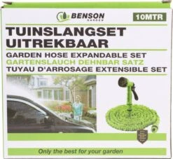 Benson - Tuinslang - Fexibel - 10 Meter - Tuinslang Met Koppeling - Spuitpistool - Groen -Tuingereedschaps Winkel 1200x1105 2