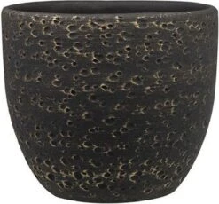 Plantenpot/Bloempot In Het Lava-look Zwart Dia 15 Cm En Hoogte 13 Cm - Voor Binnen