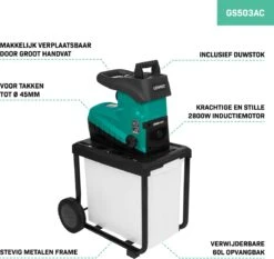 VONROC Stille Hakselaar/Shredder 2800W – Voor Takken Tot Ø45mm – Incl. 60L Opvangbak & Duwstok -Tuingereedschaps Winkel 1200x1134 2
