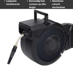 Buxibo - Wandslangenbox 20 Meter + 2 Meter - Tuinslang Met Haspel - 9 Sproei Standen - Slangenhouder 180° Draaibaar - Tuinslanghaspel Zwart+ Gratis Sproeier - Zwart -Tuingereedschaps Winkel 1200x1161