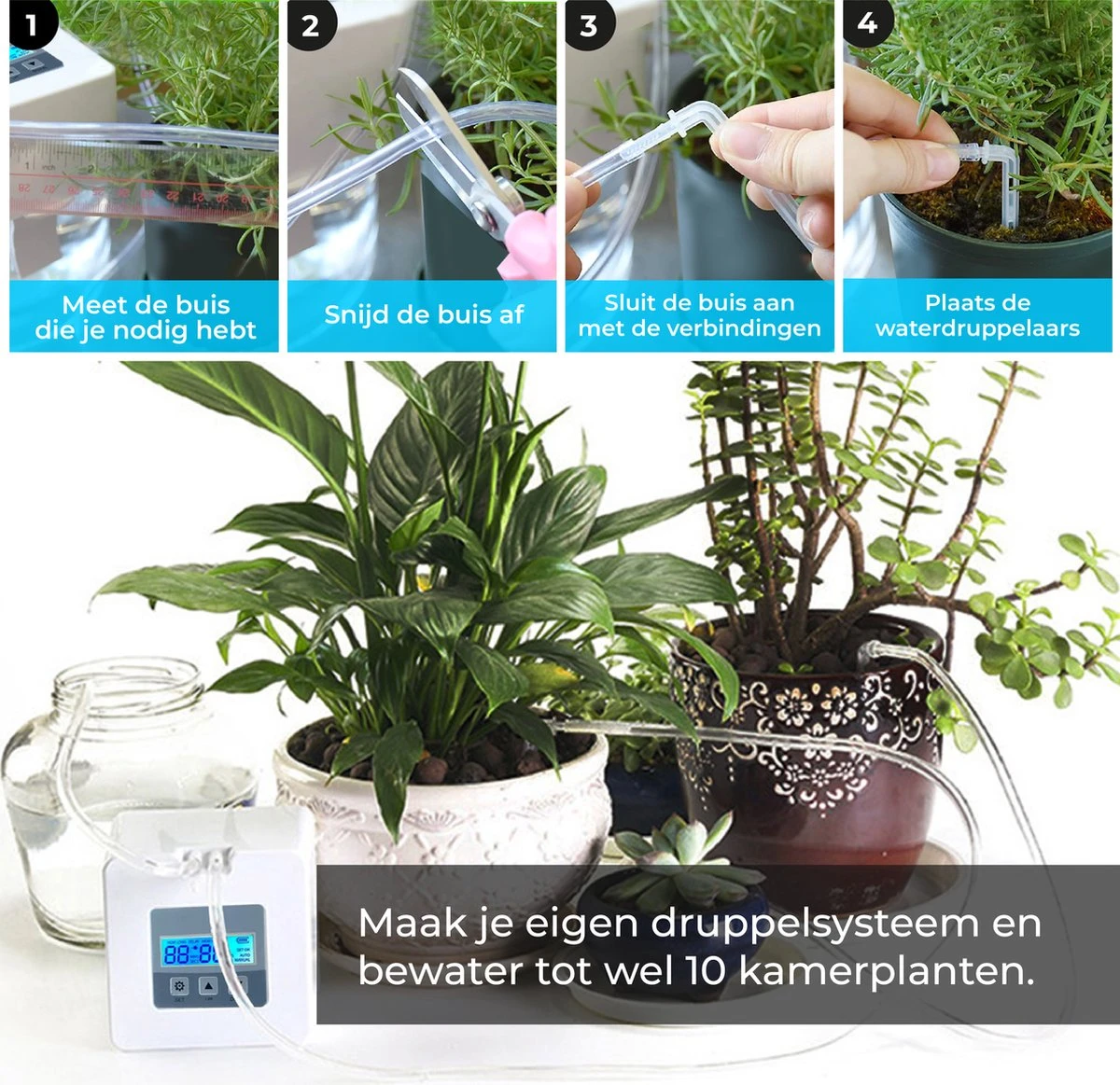 Automatisch Bewateringssysteem Voor Kamerplanten Met Pomp – Waterdruppelaar – Watergeefsysteem– Planten Watergever 7 Automatisch Bewateringssysteem Voor Kamerplanten Met Pomp – Waterdruppelaar – Watergeefsysteem– Planten Watergever - Afbeelding 7