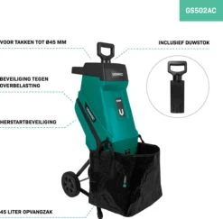 VONROC Hakselaar/Shredder 2500W – Voor Takken Tot Ø45mm – Incl. 45L Opvangzak & Duwstok -Tuingereedschaps Winkel 1200x1179 10