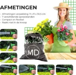 Uitrekbare Tuinslang Tot 15 Meter Van MD-goods ® - Tuinsproeier - Tuin Besproeien - Waterslang - Sproeikop - Groen - Flexibel Elastisch -Tuingereedschaps Winkel 1200x1191 2
