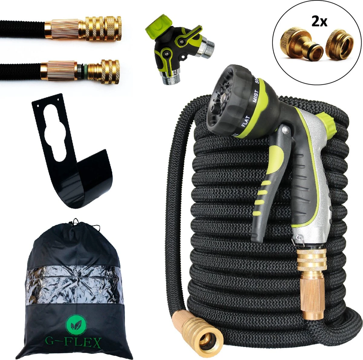 G-Flex Flexibele Tuinslang - Waterslang - 8 Verschillende Sproeistanden - Inclusief Opbergtas/splitter/Koppelstuk/Houder/Rubbers - 30 Meter 1 G-Flex Flexibele Tuinslang - Waterslang - 8 Verschillende Sproeistanden - Inclusief Opbergtas/splitter/Koppelstuk/Houder/Rubbers - 30 Meter