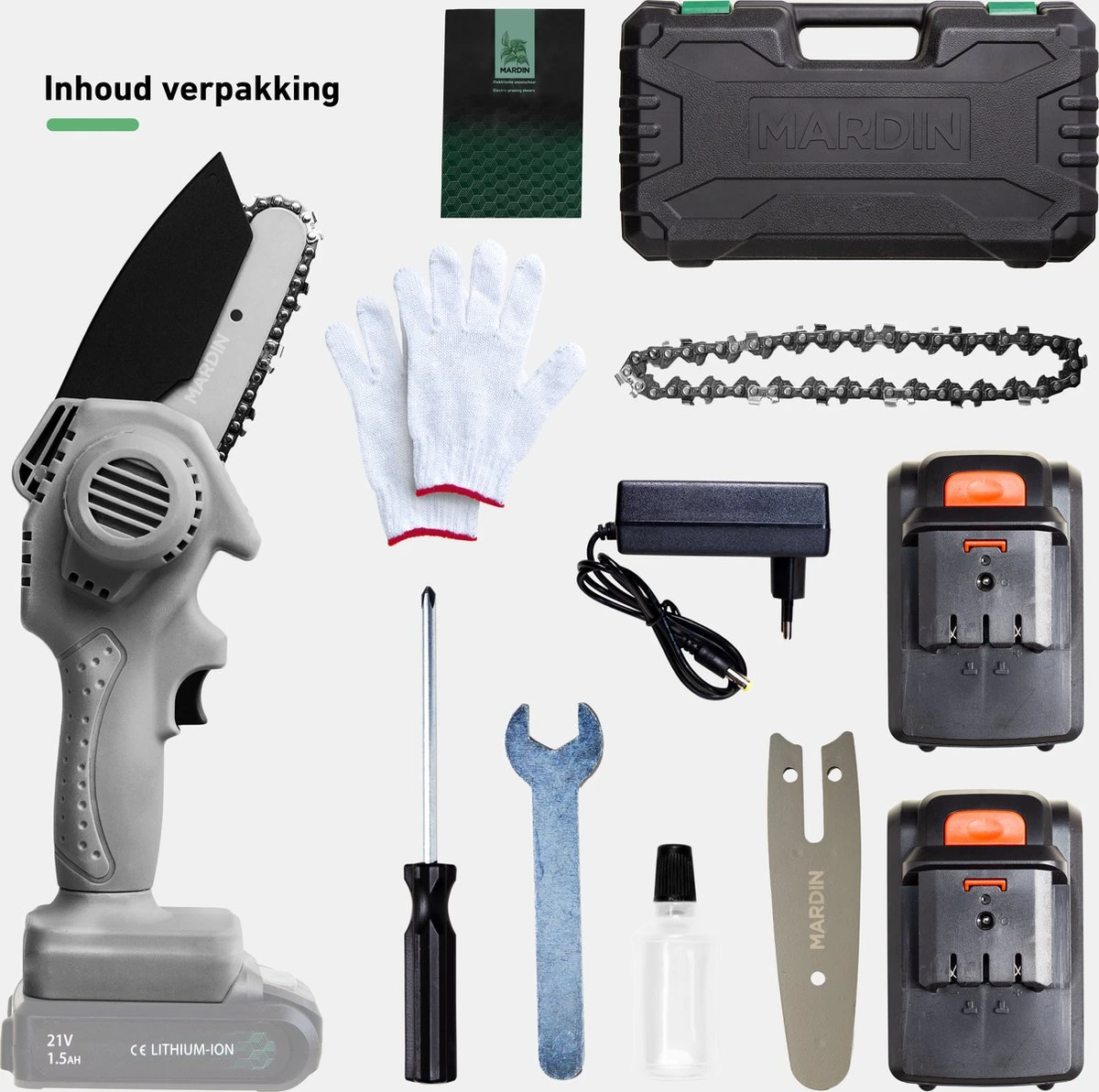 Mardin Mini Kettingzaag - Snoeizaag - Kettingzaag - Kettingzaag Electrisch Met 2 Accu - Inclusief Koffer - 1 Extra Accu - Grijs 8 Mardin Mini Kettingzaag - Snoeizaag - Kettingzaag - Kettingzaag Electrisch Met 2 Accu - Inclusief Koffer - 1 Extra Accu - Grijs - Afbeelding 8