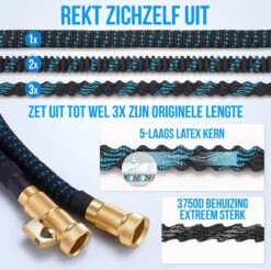 Strex Flexibele Tuinslang 15M Met Sproeikop - Uitrekbaar - Incl. Koppelingen, Ophanghaak & Opbergzak -Tuingereedschaps Winkel 1200x1197 19