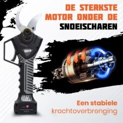 Reichlër® Elektrische Snoeischaar - 40 Mm Snijdiameter - 2x Accu - Anti-cut Functie - Heggenschaar - Takkenschaar - Zwart -Tuingereedschaps Winkel 1200x1200 10
