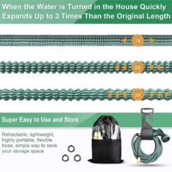 IBright Extra Sterke Uitrekbare Tuinslang - Flexibel - 15 Meter - Inclusief Opbergtas ,Sproeier ,Koppelstuk En Ophanghaak - Groen -Tuingereedschaps Winkel 1200x1200 1020