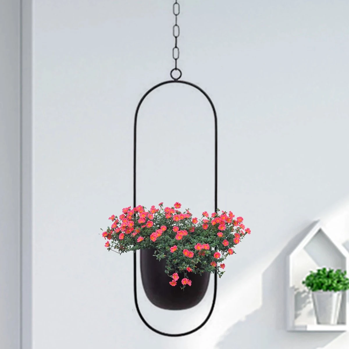 Be-Inspired® Hangende Bloempot Ovaal - Bloempot Binnen - Voor Hangplant – Plant Bloem Pot Met Opknoping – Plantenhanger - Plantenbak - Industrieel – Scandinavisch - Metaal - Zwart 2 Be-Inspired® Hangende Bloempot Ovaal - Bloempot Binnen - Voor Hangplant – Plant Bloem Pot Met Opknoping – Plantenhanger - Plantenbak - Industrieel – Scandinavisch - Metaal - Zwart - Afbeelding 2