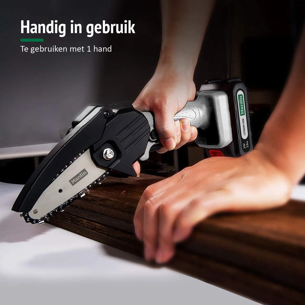 Mardin Mini Kettingzaag - Snoeizaag - Kettingzaag - Kettingzaag Electrisch Met 2 Accu - Inclusief Koffer - 1 Extra Accu - Grijs 2 Mardin Mini Kettingzaag - Snoeizaag - Kettingzaag - Kettingzaag Electrisch Met 2 Accu - Inclusief Koffer - 1 Extra Accu - Grijs - Afbeelding 2