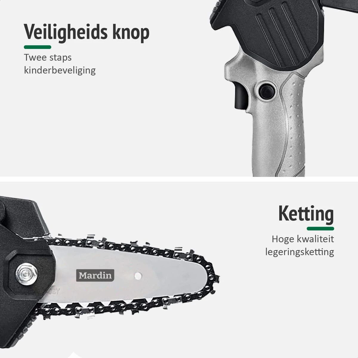 Mardin Mini Kettingzaag - Snoeizaag - Kettingzaag - Kettingzaag Electrisch Met 2 Accu - Inclusief Koffer - 1 Extra Accu - Grijs 7 Mardin Mini Kettingzaag - Snoeizaag - Kettingzaag - Kettingzaag Electrisch Met 2 Accu - Inclusief Koffer - 1 Extra Accu - Grijs - Afbeelding 7