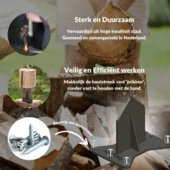 Miseru Houtklover – Geen Bijl Nodig – No Axe - Houtsplijter – Houtkliever – HANDMADE In Holland - Houtklover Voor Aanmaakhout – Metaal -Tuingereedschaps Winkel 1200x1200 307