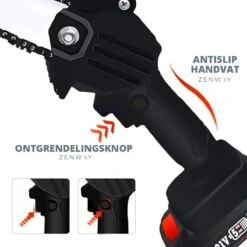 Zenway - Mini Kettingzaag - Snoeizaag - Kettingzaag - Kettingzaag Elektrisch Met 1 Accu- Inclusief Koffer - 1 Extra Accu - Zwart -Tuingereedschaps Winkel 1200x1200 385