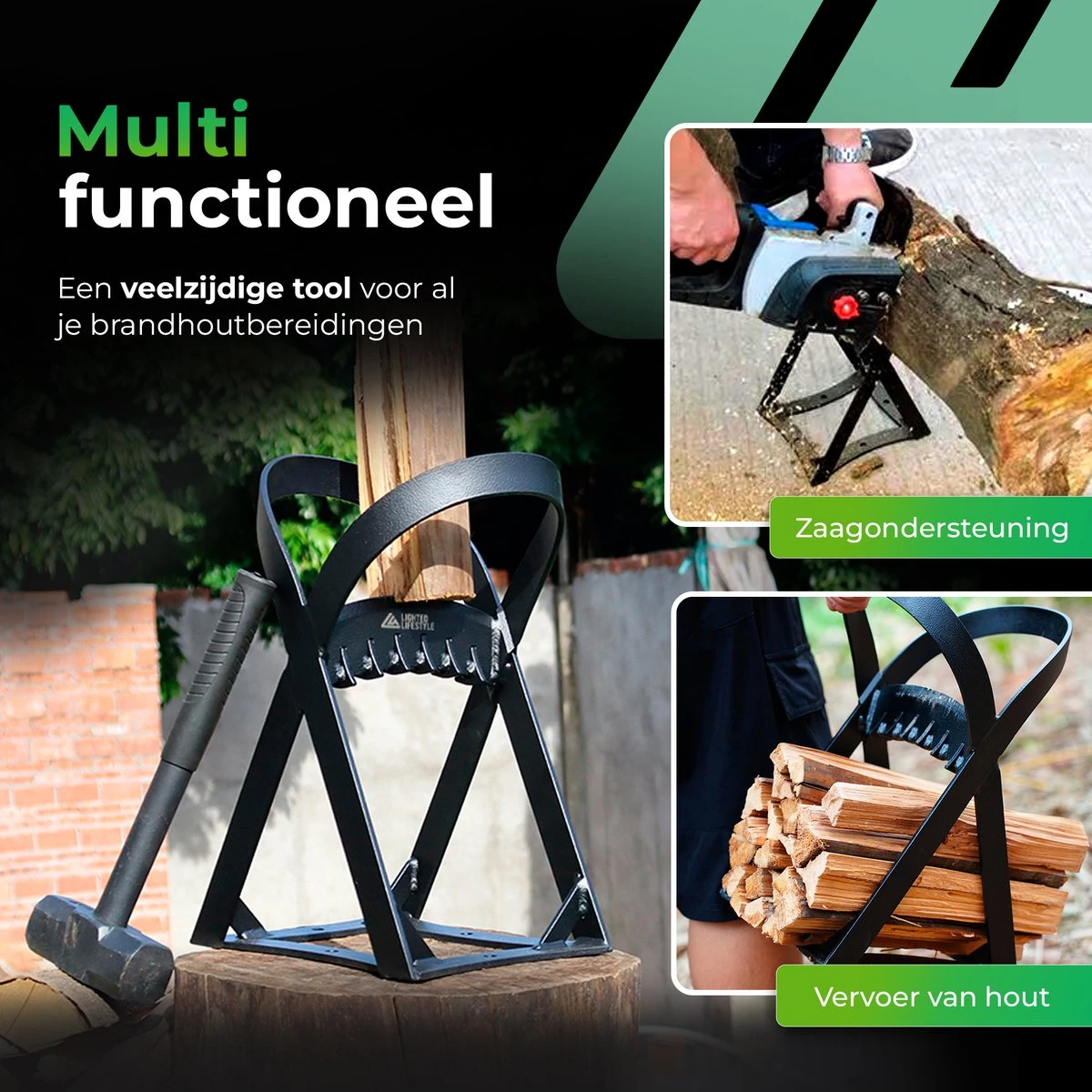 Lighted Lifestyle™| Houtklover Voor Aanmaakhout Incl. Kloofhamer - Houtsplijter - Houtkliever - Snel Haardhout - Gietijzer - Incl. Schroeven 2 Lighted Lifestyle™| Houtklover Voor Aanmaakhout Incl. Kloofhamer - Houtsplijter - Houtkliever - Snel Haardhout - Gietijzer - Incl. Schroeven - Afbeelding 2