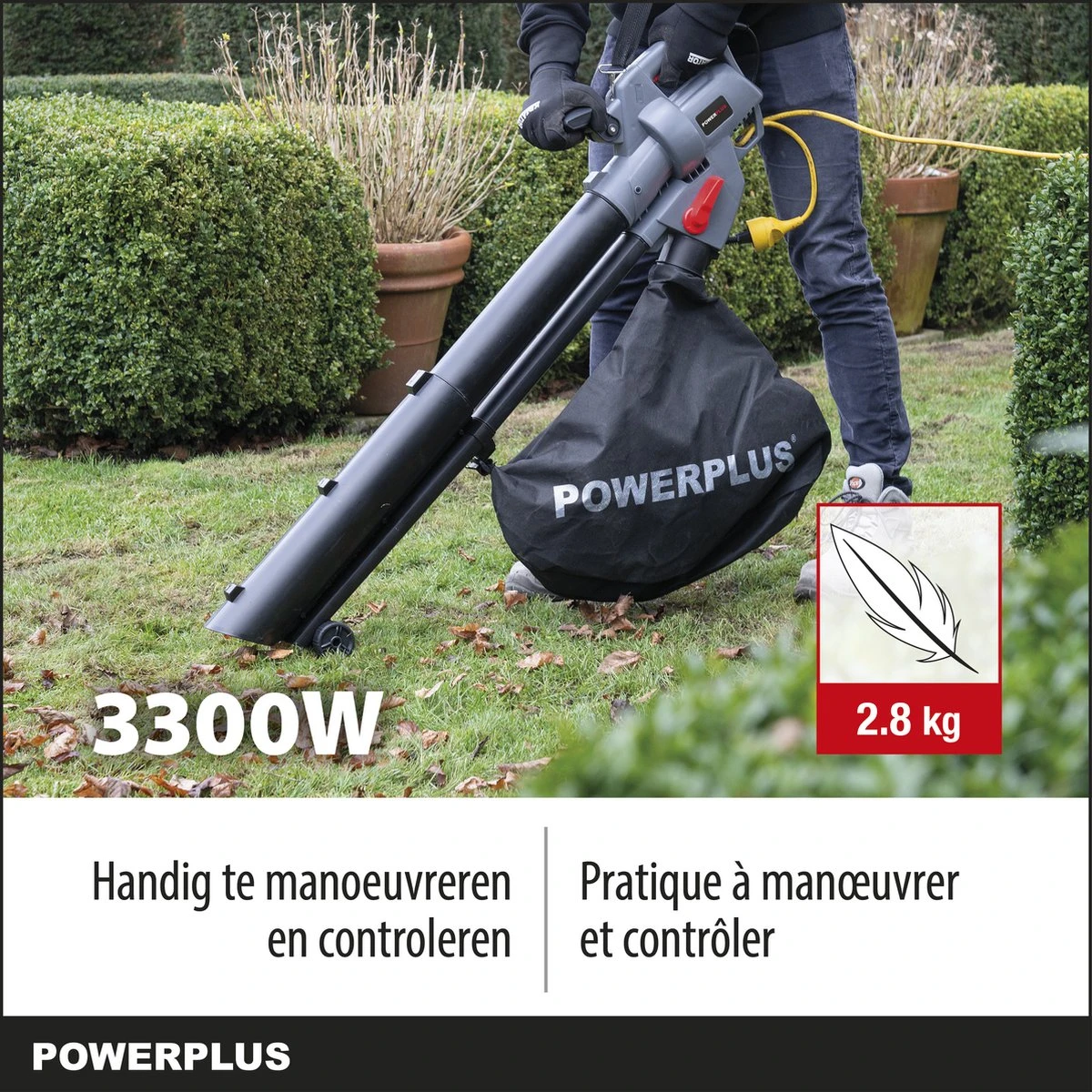 Powerplus POWEG9013 Elektrische Bladblazer - Bladzuiger En -versnipperaar - 3300W - Blazen - Zuigen - Versnipperen - Incl. 40L Opvangzak 2 Powerplus POWEG9013 Elektrische Bladblazer - Bladzuiger En -versnipperaar - 3300W - Blazen - Zuigen - Versnipperen - Incl. 40L Opvangzak - Afbeelding 2