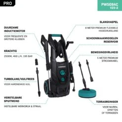 VONROC PRO Hogedrukreiniger V25-2 – 2500W – 195 Bar – 468 L/h – Duurzame Inductiemotor – Incl. 8m Slang, Slanghaspel, Terrasreiniger, Reinigingstank En Meer 15 VONROC PRO Hogedrukreiniger V25-2 – 2500W – 195 Bar – 468 L/h – Duurzame Inductiemotor – Incl. 8m Slang, Slanghaspel, Terrasreiniger, Reinigingstank En Meer -Tuingereedschaps Winkel 1200x1200 600