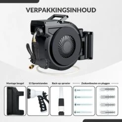 Buxibo - Wandslangenbox 20 Meter + 2 Meter - Tuinslang Met Haspel - 9 Sproei Standen - Slangenhouder 180° Draaibaar - Tuinslanghaspel Zwart+ Gratis Sproeier - Zwart -Tuingereedschaps Winkel 1200x1200 673