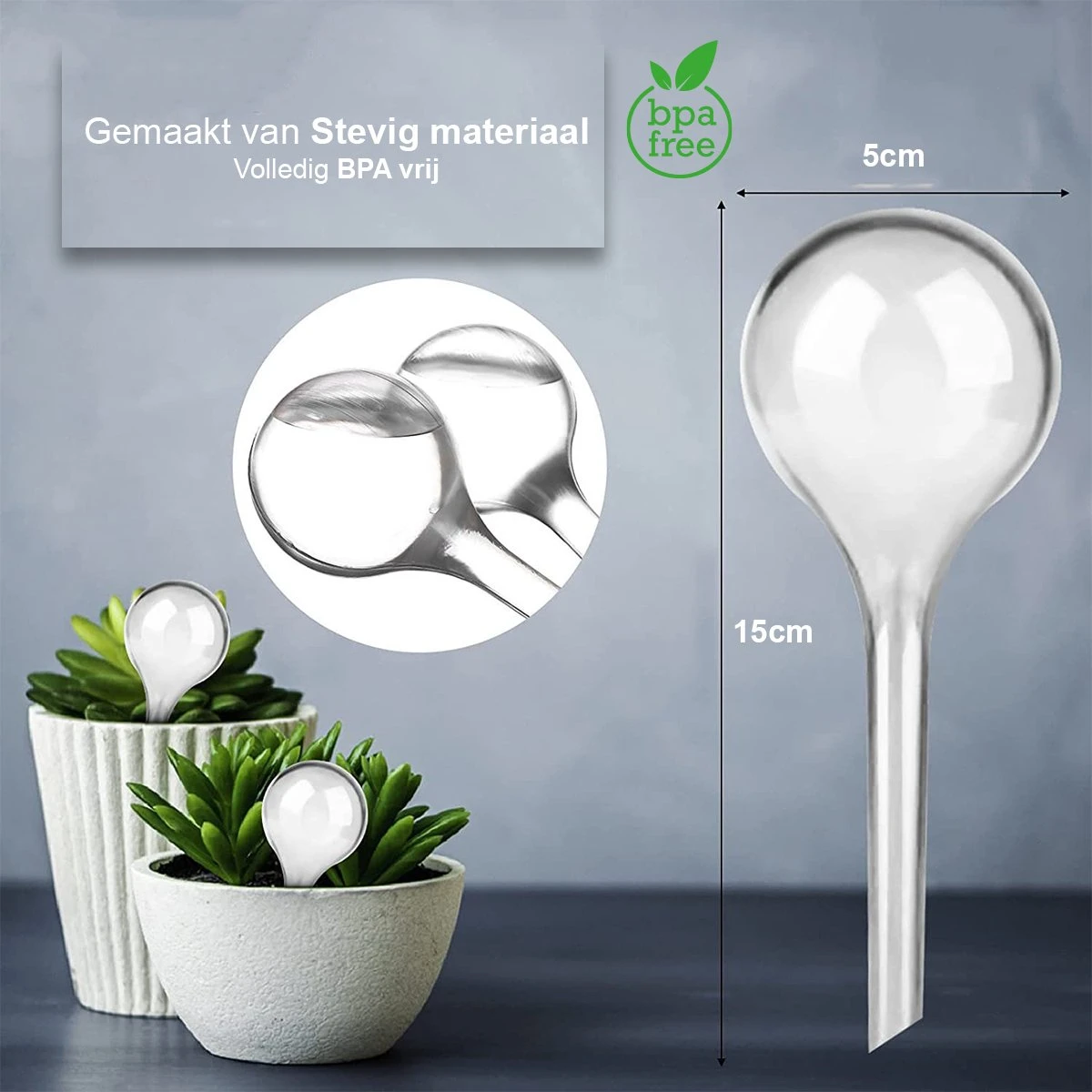 Waterdruppelaar Set Van 12 Stuks - Waterdruppelaar Voor Planten - Watergeefsysteem - Waterbol Irrigatiesysteem - Automatisch Druppelsysteem Voor Kamerplanten & Tuin - Watergever - Transparant - 15cm 5 Waterdruppelaar Set Van 12 Stuks - Waterdruppelaar Voor Planten - Watergeefsysteem - Waterbol Irrigatiesysteem - Automatisch Druppelsysteem Voor Kamerplanten & Tuin - Watergever - Transparant - 15cm - Afbeelding 5