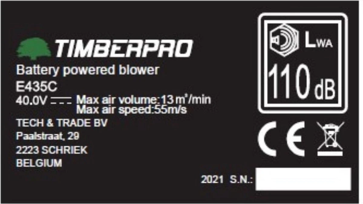TIMBERPRO - Bladblazer Elektrisch 40V, ZEER Krachtig (incl. 4A Batterij En Incl. Lader) 5 TIMBERPRO - Bladblazer Elektrisch 40V, ZEER Krachtig (incl. 4A Batterij En Incl. Lader) - Afbeelding 5