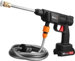 Merkloos Elektrische Accu-Hogedrukreiniger - 1.2mpa - Multifunctioneel Mondstuk - Draagbaar Oplaadbaar Snoerloos - Reinigingsspuitpistool - Met Rijke Accessoires - Voor Auto, Tuin, Terras, Raam - Zwart -Tuingereedschaps Winkel 1200x976 1