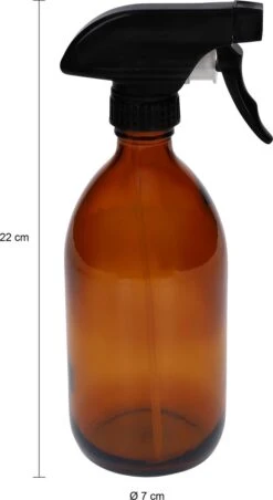 QUVIO Sprayfles - Spuitfles - Plantenspuit - Schoonmaak Spuit - Huishoudspray - Leeg/Hervulbaar - Kamerspray - Allesreiniger - Glazen Sprayflacon - Waterspuit - Kappersspuit - 500 Ml - Glas - Bruin - Zwart -Tuingereedschaps Winkel 656x1200