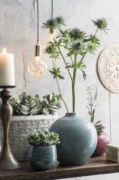 Mica Decorations Gabriel Bloempot - H20 X Ø25 Cm - Keramiek - Blauw -Tuingereedschaps Winkel 800x1200 115