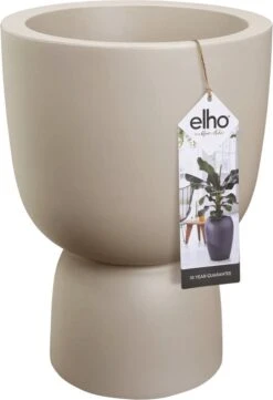 Elho Pure Coupe 35 - Bloempot Voor Binnen & Buiten - Ø 34.9 X H 49.0 Cm - Beige/Balanced Beige -Tuingereedschaps Winkel 821x1200